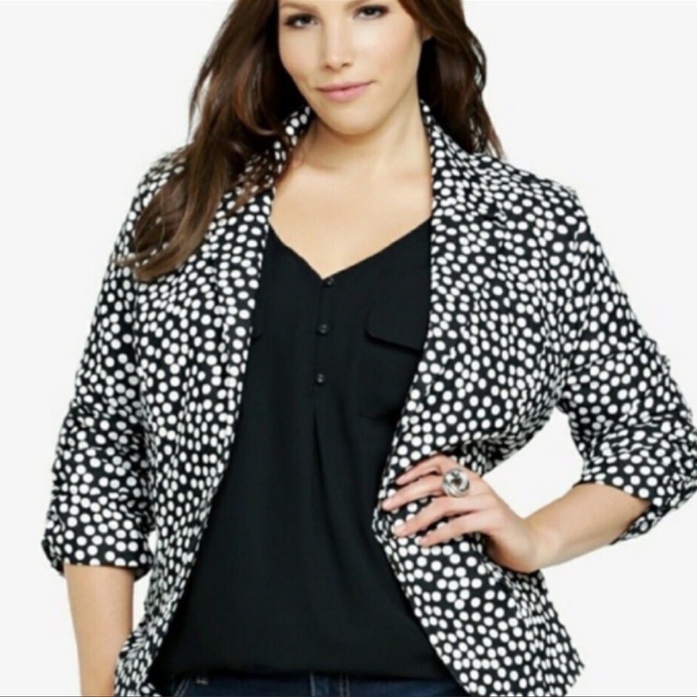 Torrid Black & White Polka Dot Blazer
